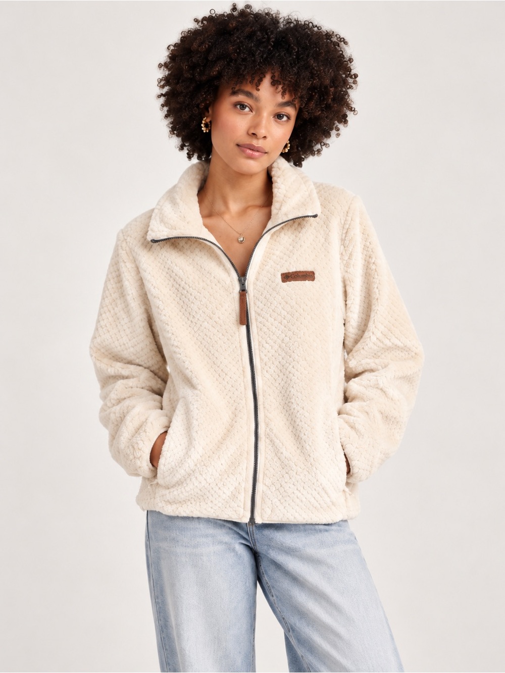 Columbia Cream Teddy Fleece Zip Jacket